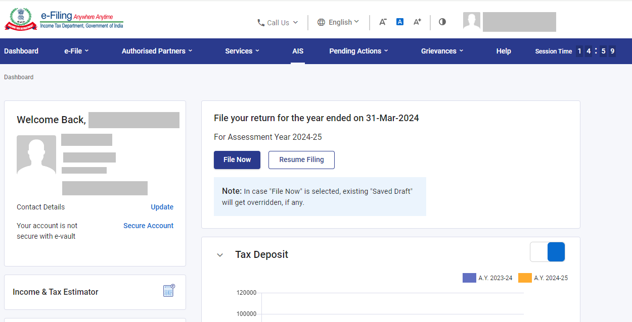 Income Tax home page