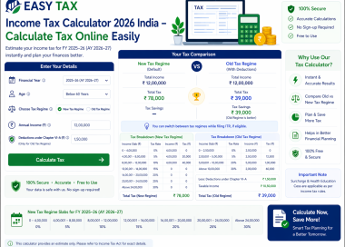 Income Tax Calculator 2026 India – Calculate Tax Online Easily