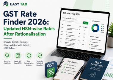 GST Rate Finder 2026 with updated HSN-wise GST rates and rationalised tax slabs.