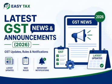 Infographic highlighting the latest GST news and announcements for 2026, covering GST updates, new rules, notifications, and important compliance changes for businesses in India