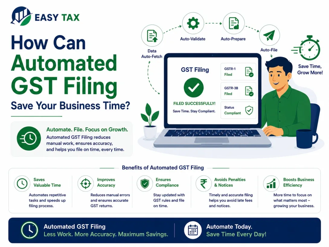 How automated GST filing saves business time through auto-validation, auto-preparation, and auto-filing of GST returns